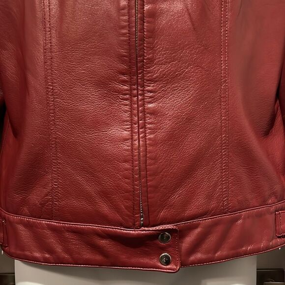 Hugo Buscati‎ Maroon Leather Moto Biker Jacket Size S - Picture 4 of 13